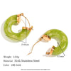 Wholesale Stylish Retro Popular Geometric Cshaped Stainless Steel Acrylic Earrings For Women 18K Gold Plated