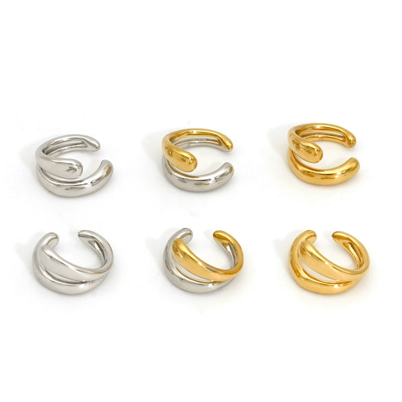Wholesale Stylish Simple Geometric Hoop Ear Clips In 316 Stainless Steel With Electroplating