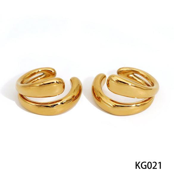 Wholesale Stylish Simple Geometric Hoop Ear Clips In 316 Stainless Steel With Electroplating