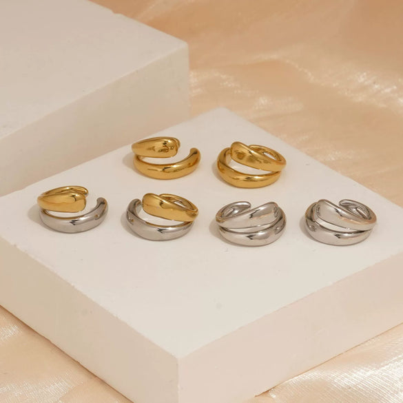 Wholesale Stylish Simple Geometric Hoop Ear Clips In 316 Stainless Steel With Electroplating