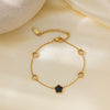 Wholesale Summer Light Luxury Fiveleaf Clover Flower Titanium Steel Electroplated Bracelet For Women
