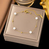 Wholesale Summer Pearl Star Geometric Necklace For Women Made Of Titanium Steel With Electroplating And O Word Chain