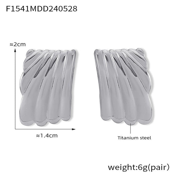 Wholesale Summer Titanium Steel Earrings In Irregular Square Shape With Striped Metallic Pattern And Electroplating Process For Women