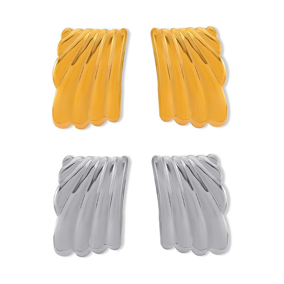 Wholesale Summer Titanium Steel Earrings In Irregular Square Shape With Striped Metallic Pattern And Electroplating Process For Women