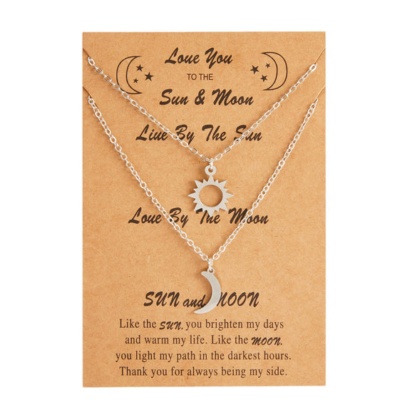 Wholesale Sun Moon Star Hollow Couple Necklace Set In Stainless Steel With Electroplating Alloy Resin Pendant And O Chain