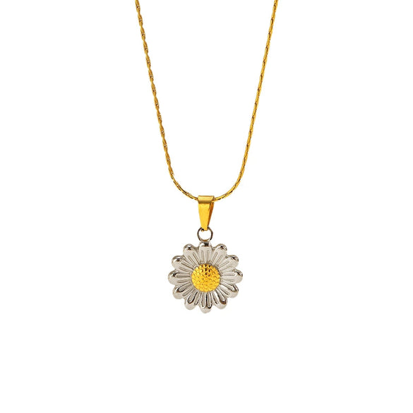 Wholesale Sunflower Pendant Stainless Steel Electroplated Clavicle Necklace For Women