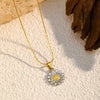 Wholesale Sunflower Pendant Stainless Steel Electroplated Clavicle Necklace For Women