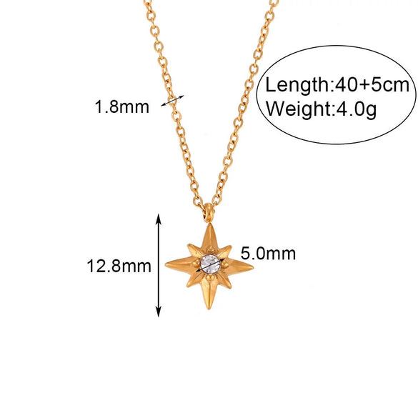 Wholesale Sweater Chain Jewelry Stainless Steel Geometric Eightpointed Star Pendant Necklace For Women