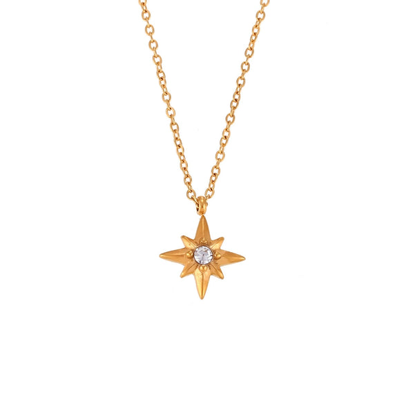 Wholesale Sweater Chain Jewelry Stainless Steel Geometric Eightpointed Star Pendant Necklace For Women