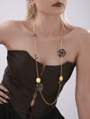 Wholesale Sweater Necklace 316L Stainless Steel Acrylic Leopard Print Disc Electroplated Geometric Light Luxury Women's
