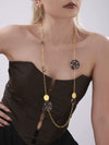 Wholesale Sweater Necklace Stainless Steel Acrylic Leopard Print Round Electroplated Light Luxury Style Women's Accessories