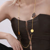 Wholesale Sweater Necklace Stainless Steel Acrylic Leopard Print Round Electroplated Light Luxury Style Women's Accessories