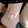 Wholesale Sweet And Cool Geometric Doublelayer Gold Bead Titanium Steel Snake Bone Chain Necklace And Anklet For Women