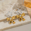 Wholesale Sweet And Cool Style Bow Earrings Stainless Steel 18K Gold Electroplated Non Fading Waterproof