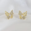 Wholesale Sweet Animal Shaped Hollow Copper Goldplated Butterfly Ear Studs For Women