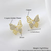 Wholesale Sweet Animal Shaped Hollow Copper Goldplated Butterfly Ear Studs For Women