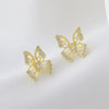 Wholesale Sweet Animal Shaped Hollow Copper Goldplated Butterfly Ear Studs For Women
