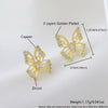 Wholesale Sweet Animal Shaped Hollow Copper Goldplated Butterfly Ear Studs For Women