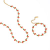 Wholesale Sweet Cherry Style Stainless Steel Hand Jewelry Set With Regular Chain And Titanium Steel Pendant Electroplated With Pvd Vacuum Real Gold