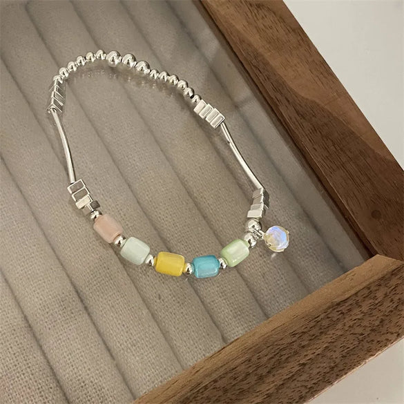Sweet Color Block Natural Stone Stone Asymmetrical Beaded Bracelets