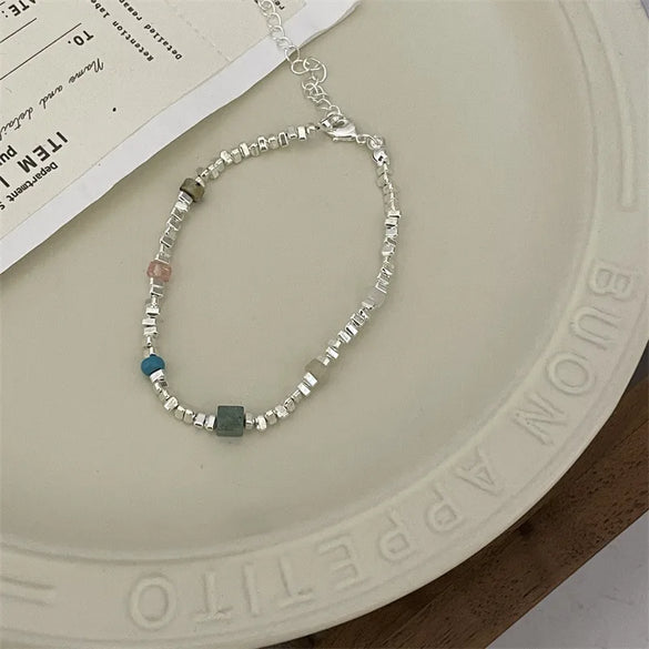 Sweet Color Block Natural Stone Stone Asymmetrical Beaded Bracelets