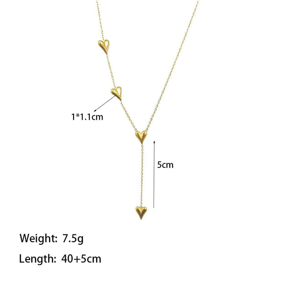 Wholesale Sweet Cool Style Love Water Drop Bell Pattern Titanium Steel Electroplated Heart Necklace And Bracelet Jewelry Set For Women