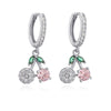 Wholesale Sweet Copper Earrings With Colored Diamond Fruit Cherry Strawberry And Animal Bear Paw Patterns And Zirconia Treatment