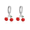 Wholesale Sweet Copper Earrings With Colored Diamond Fruit Cherry Strawberry And Animal Bear Paw Patterns And Zirconia Treatment