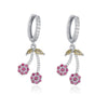 Wholesale Sweet Copper Earrings With Colored Diamond Fruit Cherry Strawberry And Animal Bear Paw Patterns And Zirconia Treatment