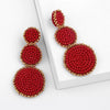 Wholesale Sweet Cute Heart Round Stitching Women's Fashion Earrings With Beads And Alloy Handmade Geometric Style