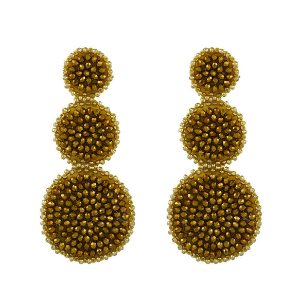 Wholesale Sweet Cute Heart Round Stitching Women's Fashion Earrings With Beads And Alloy Handmade Geometric Style