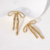 Wholesale Sweet Electroplated 18K Gold Stainless Steel Bow Earrings For Women