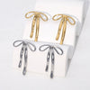 Wholesale Sweet Electroplated 18K Gold Stainless Steel Bow Earrings For Women