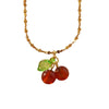 Wholesale Sweet Fairy Style Fruit Pattern Cherry Stainless Steel Electroplated Jewelry Set For Women Necklace Earring