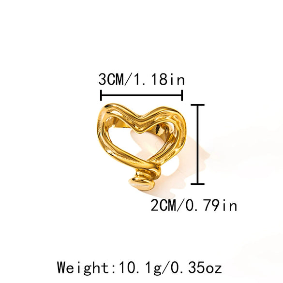 Wholesale Sweet Fashion Love Ring Stainless Steel Heart Shape Electroplated For Women