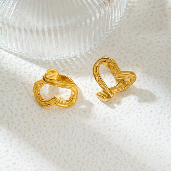 Wholesale Sweet Fashion Love Ring Stainless Steel Heart Shape Electroplated For Women