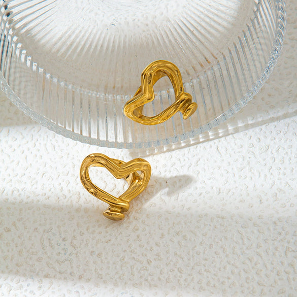 Wholesale Sweet Fashion Love Ring Stainless Steel Heart Shape Electroplated For Women