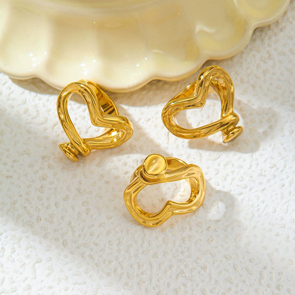 Wholesale Sweet Fashion Love Ring Stainless Steel Heart Shape Electroplated For Women