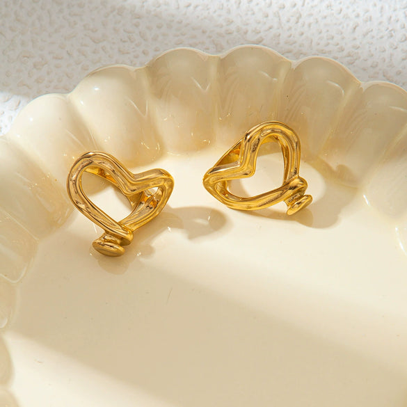 Wholesale Sweet Fashion Love Ring Stainless Steel Heart Shape Electroplated For Women