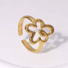 Wholesale Sweet Flower Open Ring For Women Stainless Steel Electroplated
