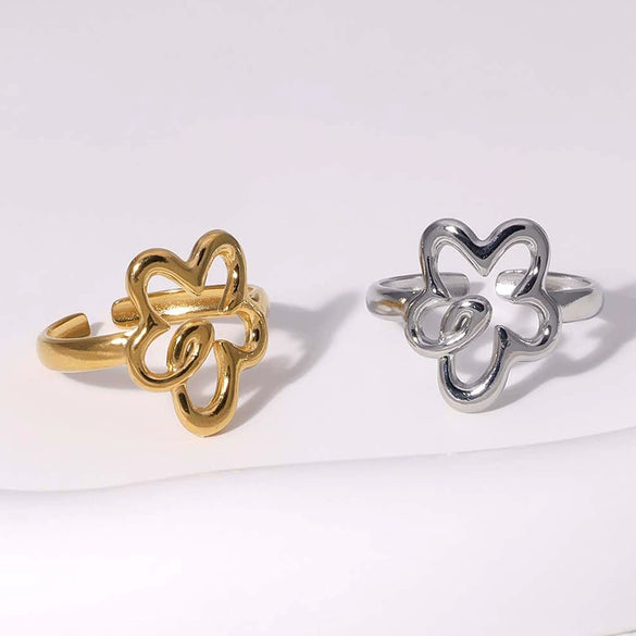 Wholesale Sweet Flower Open Ring For Women Stainless Steel Electroplated