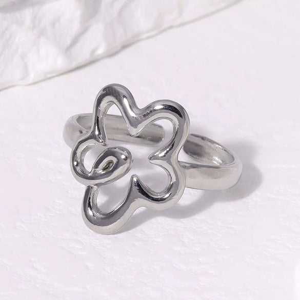 Wholesale Sweet Flower Open Ring For Women Stainless Steel Electroplated
