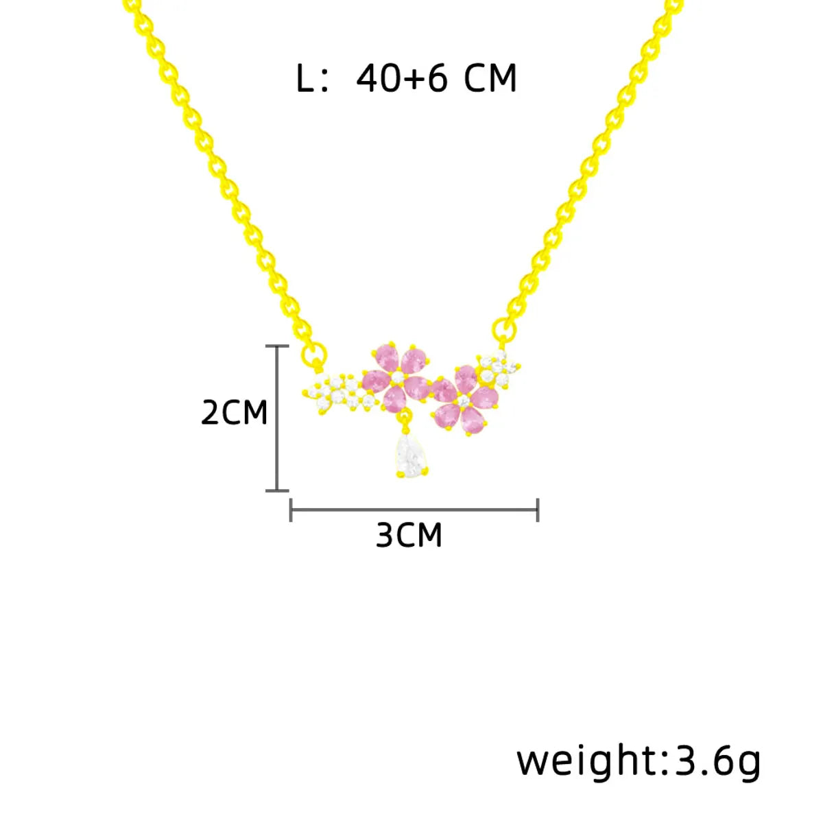 Wholesale Sweet Flower Titanium Steel Inlay Zircon Pendant Necklace