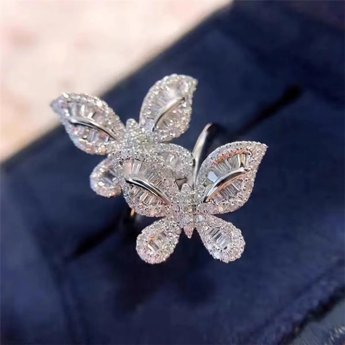 Wholesale Sweet Geometric Butterfly Copper Plating Rings