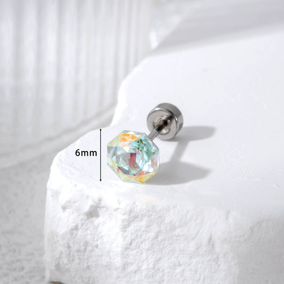 Wholesale Sweet Geometric Crystal Titanium Steel Octagon Earrings