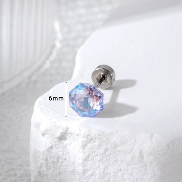 Wholesale Sweet Geometric Crystal Titanium Steel Octagon Earrings