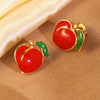 Wholesale Sweet Girl Style Dripping Oil Fruit Earrings Made Of 304 Stainless Steel
