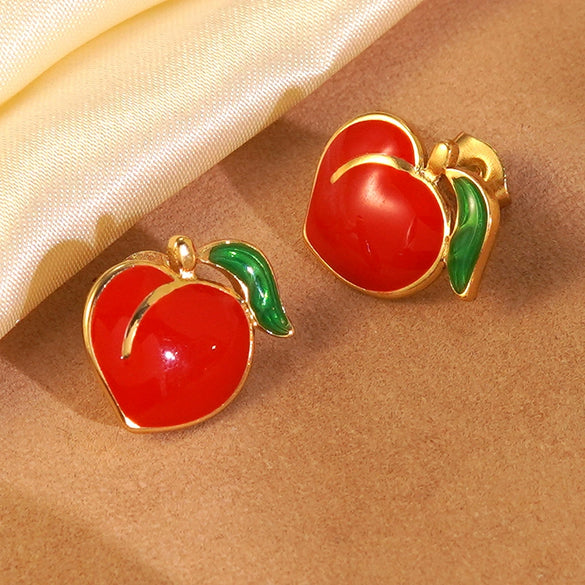 Wholesale Sweet Girl Style Dripping Oil Fruit Earrings Made Of 304 Stainless Steel