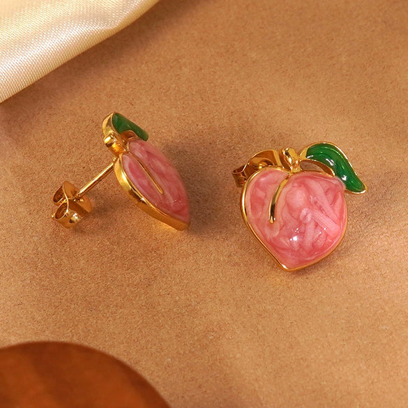 Wholesale Sweet Girl Style Dripping Oil Fruit Earrings Made Of 304 Stainless Steel