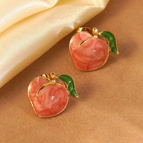 Wholesale Sweet Girl Style Dripping Oil Fruit Earrings Made Of 304 Stainless Steel